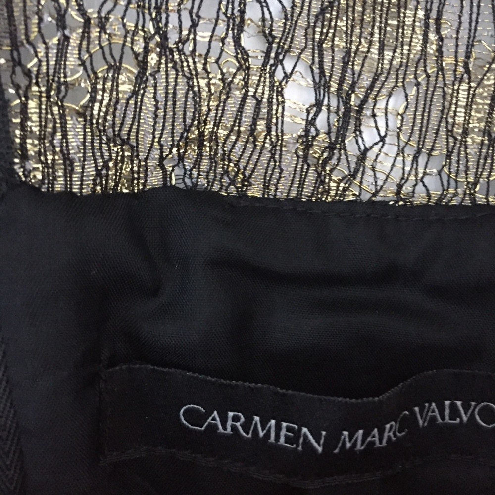 Metallic gold Carmen Marc Valvo dress - Picture 3 of 4